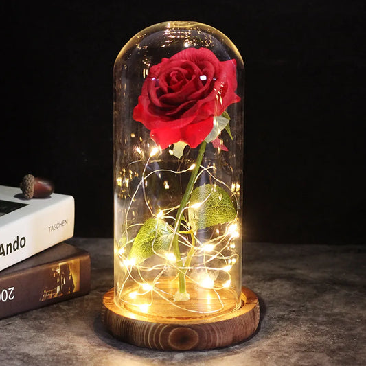 Glass Encased Artificial Eternal  Rose