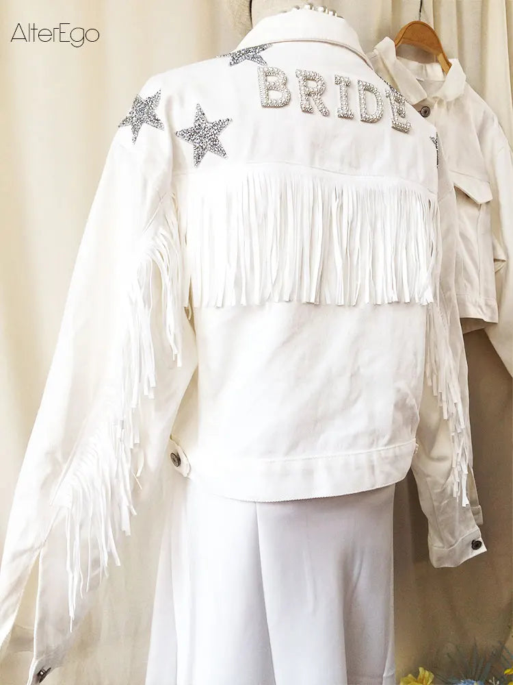 White Denim Bride/Customizable Jacket