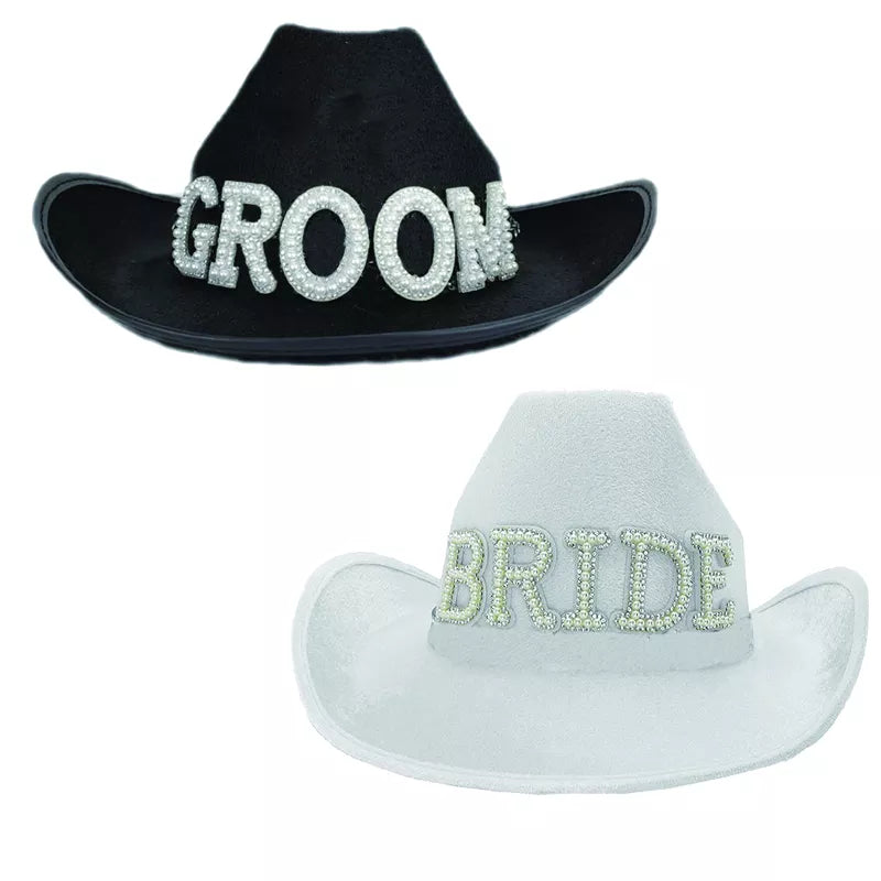 Bride and Groom Cowboy Hats