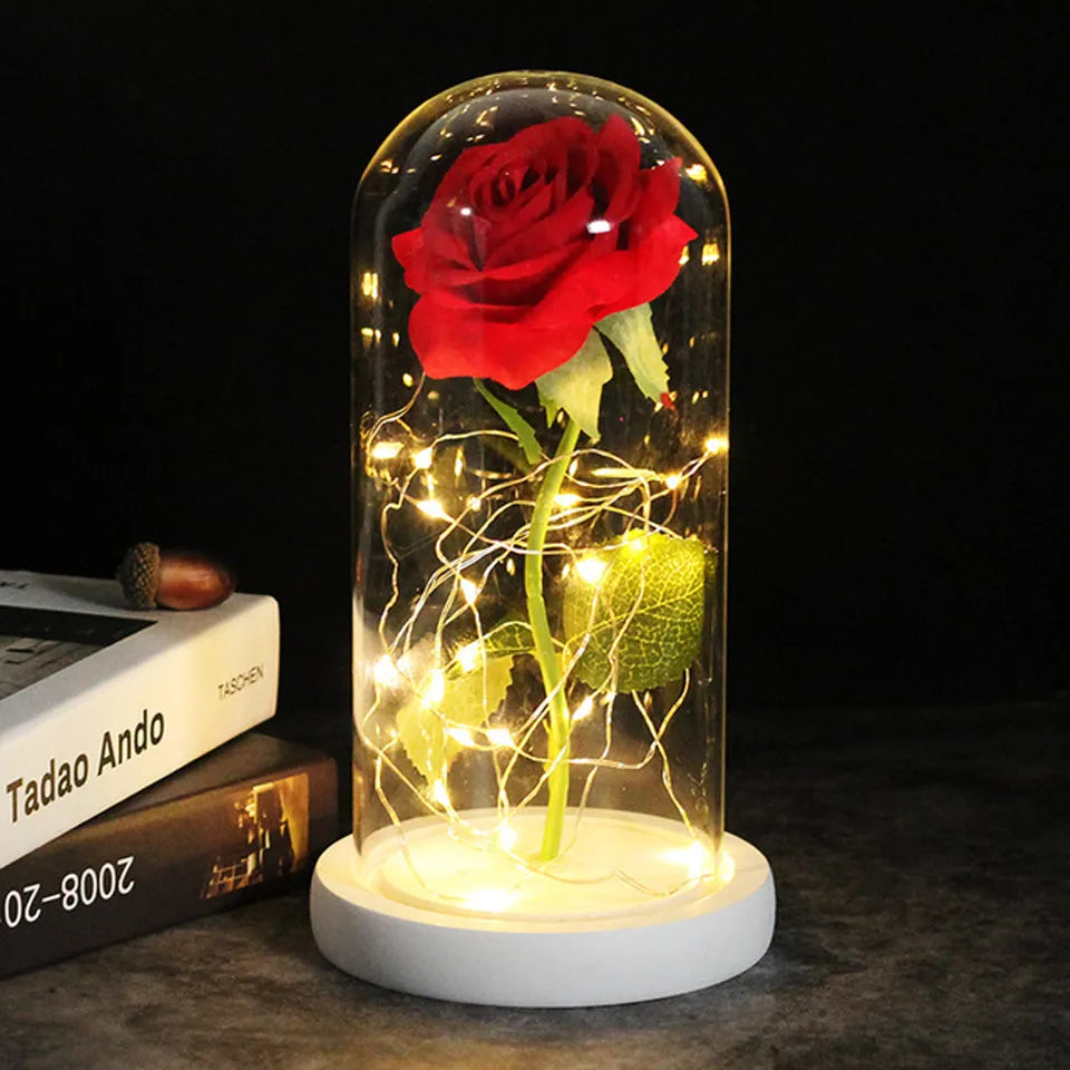 Glass Encased Artificial Eternal  Rose