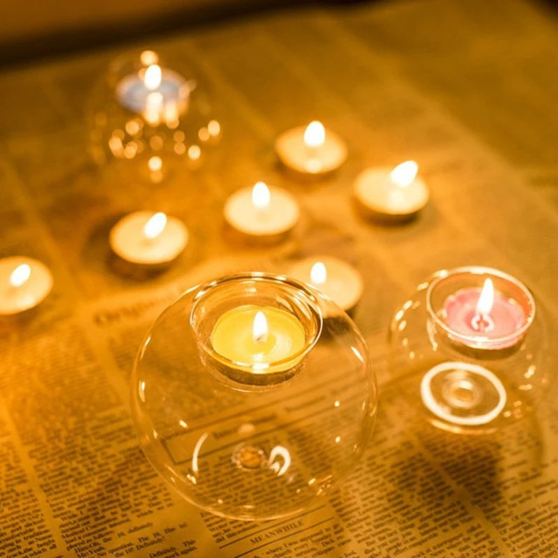 Glass Round Candle Holders