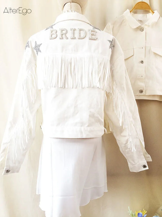 White Denim Bride/Customizable Jacket