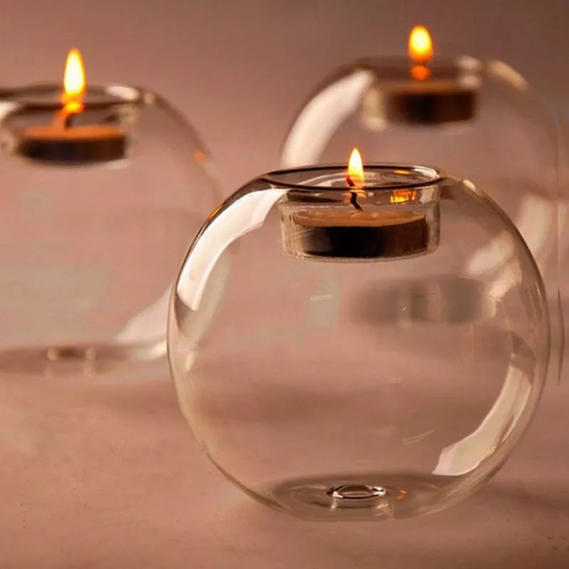 Glass Round Candle Holders