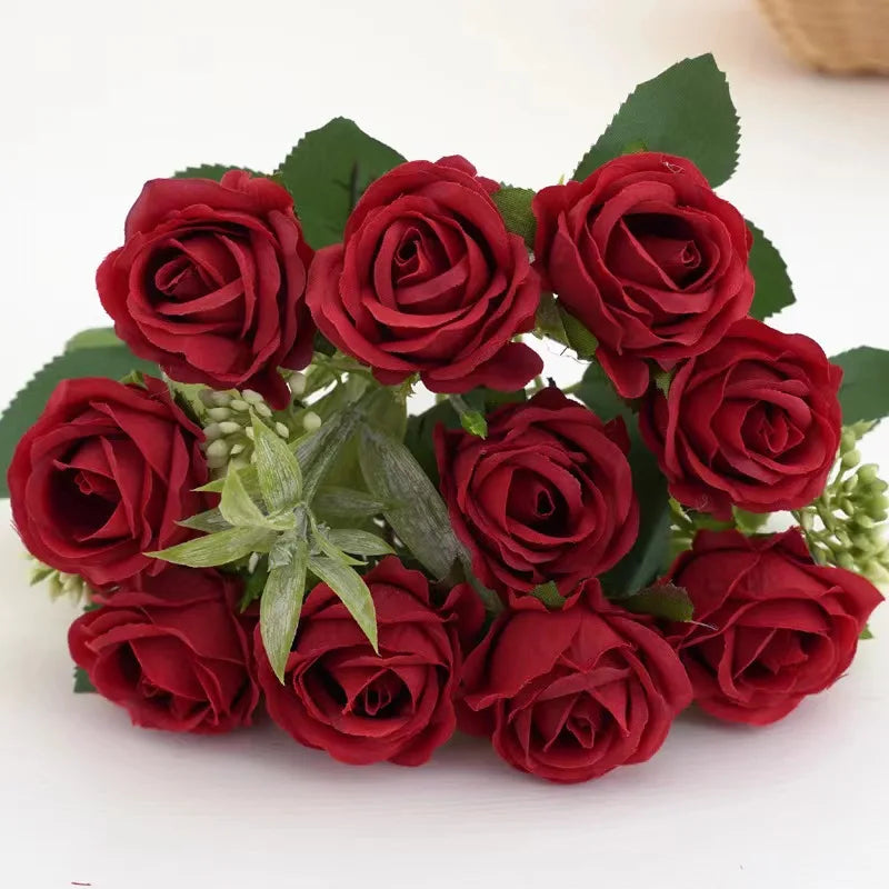 10 Flower Artificial Rose Bouquet