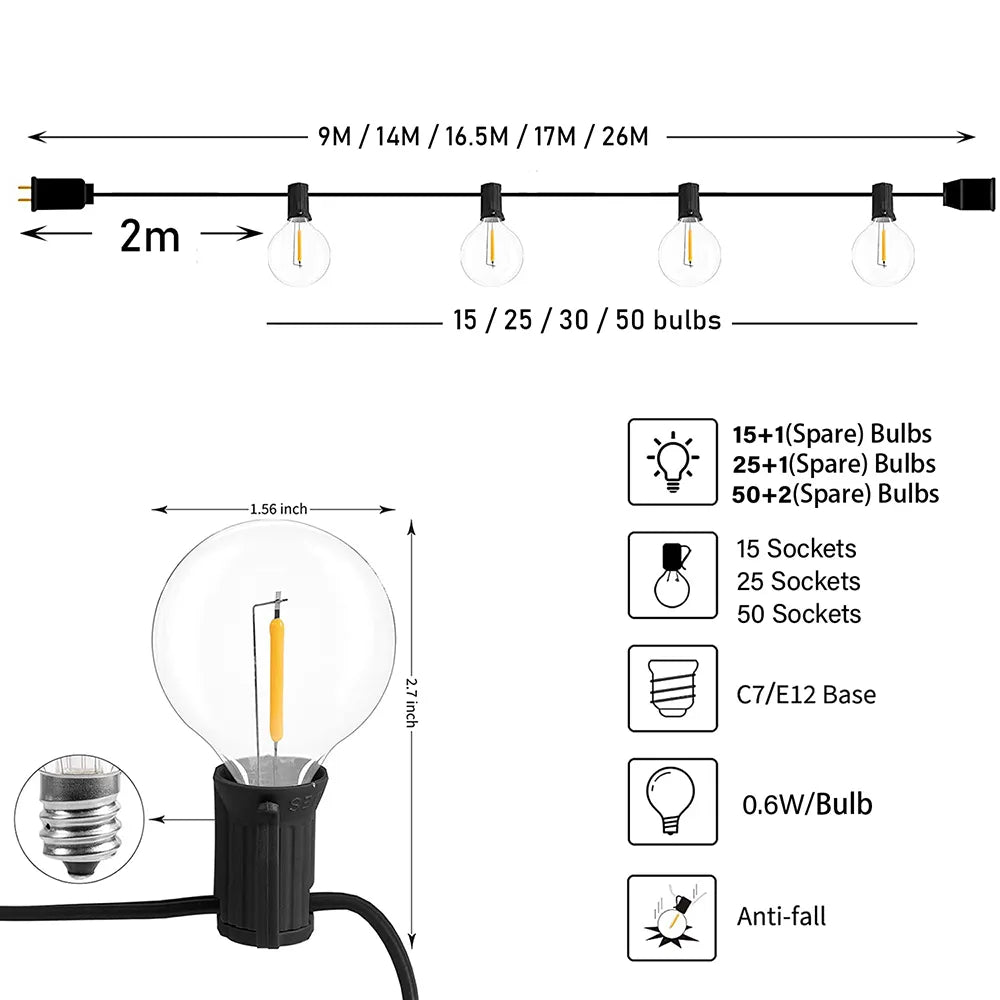 LED Globe String Lights