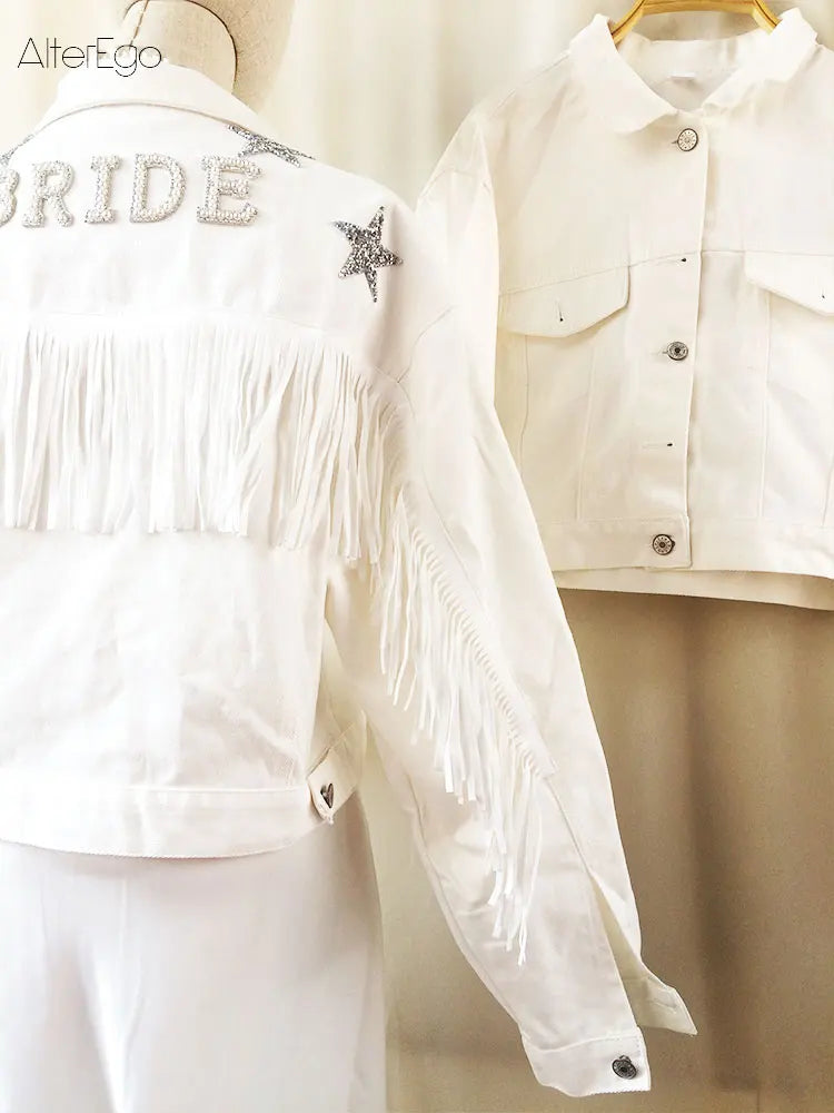 White Denim Bride/Customizable Jacket