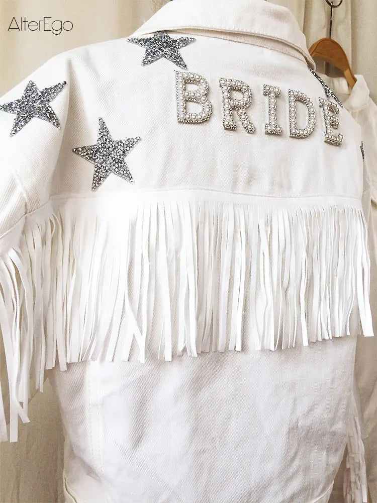 White Denim Bride/Customizable Jacket